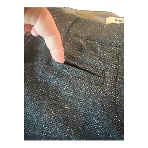 DVF Diane Von Furstenberg Wool Classic Ponte Trousers Speckled Black Grey Size 2 - Picture 14 of 15